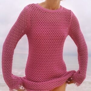 Zara Pink Crochet Dress Size Small